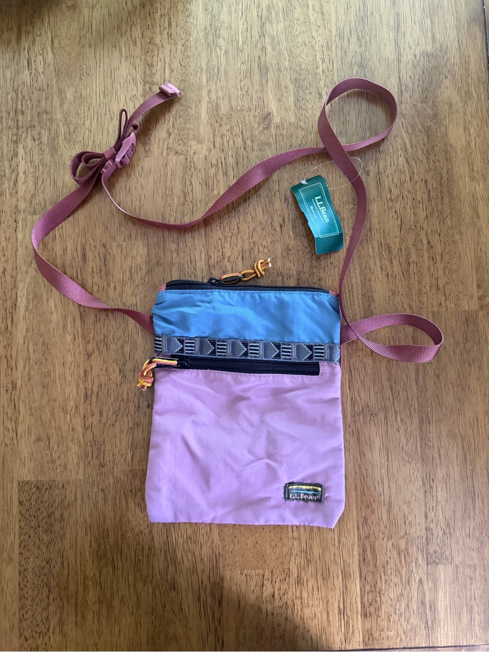 L.L. Bean Lavender and Sky Blue Colorblock Crossbody Pouch